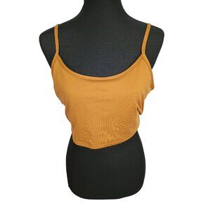 VICTORIA'S SECRET PINK Mustard Yellow  Active Crop‎ Top XL